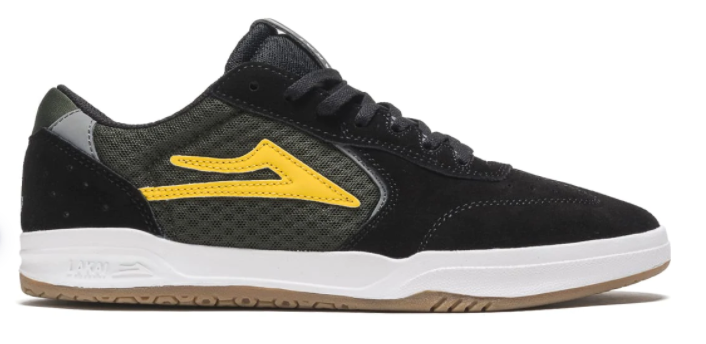 The Lakai Evo 2.0 Skate Shoe in Black and Gold Suede