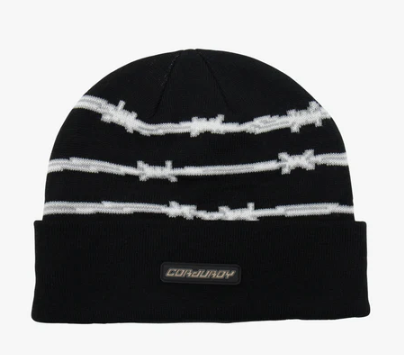 Corduroy Alcatraz Beanie in Black - M I L O S P O R T