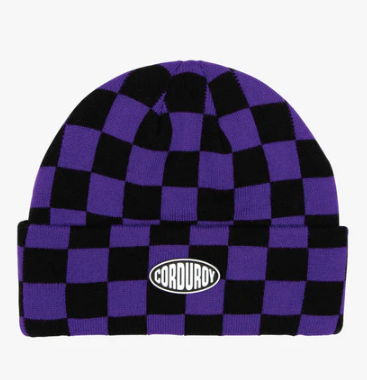 Corduroy Checkmate Beanie in Purple - M I L O S P O R T
