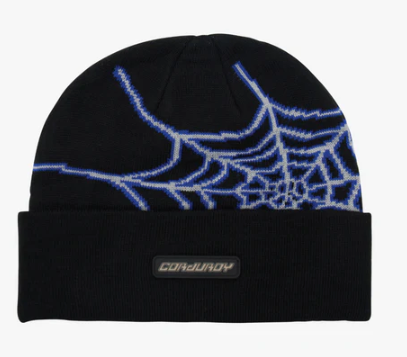 Corduroy Web Beanie in Black - M I L O S P O R T