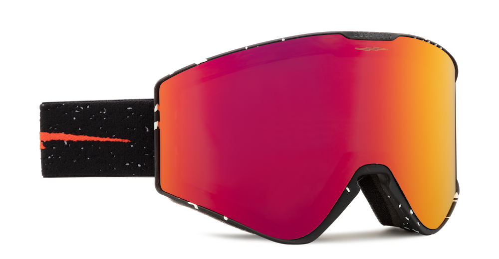 The Electric Kleveland II Snow Goggle in the Matte Speckled Black Frames with a Auburn Red Lens and a Honey Bonus Lens