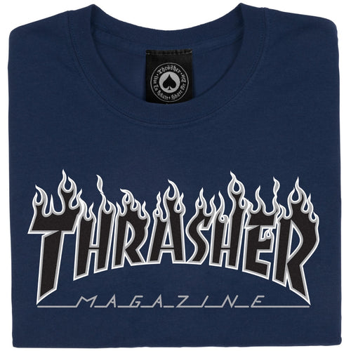 Thrasher Flame T-Shirt in Navy - M I L O S P O R T