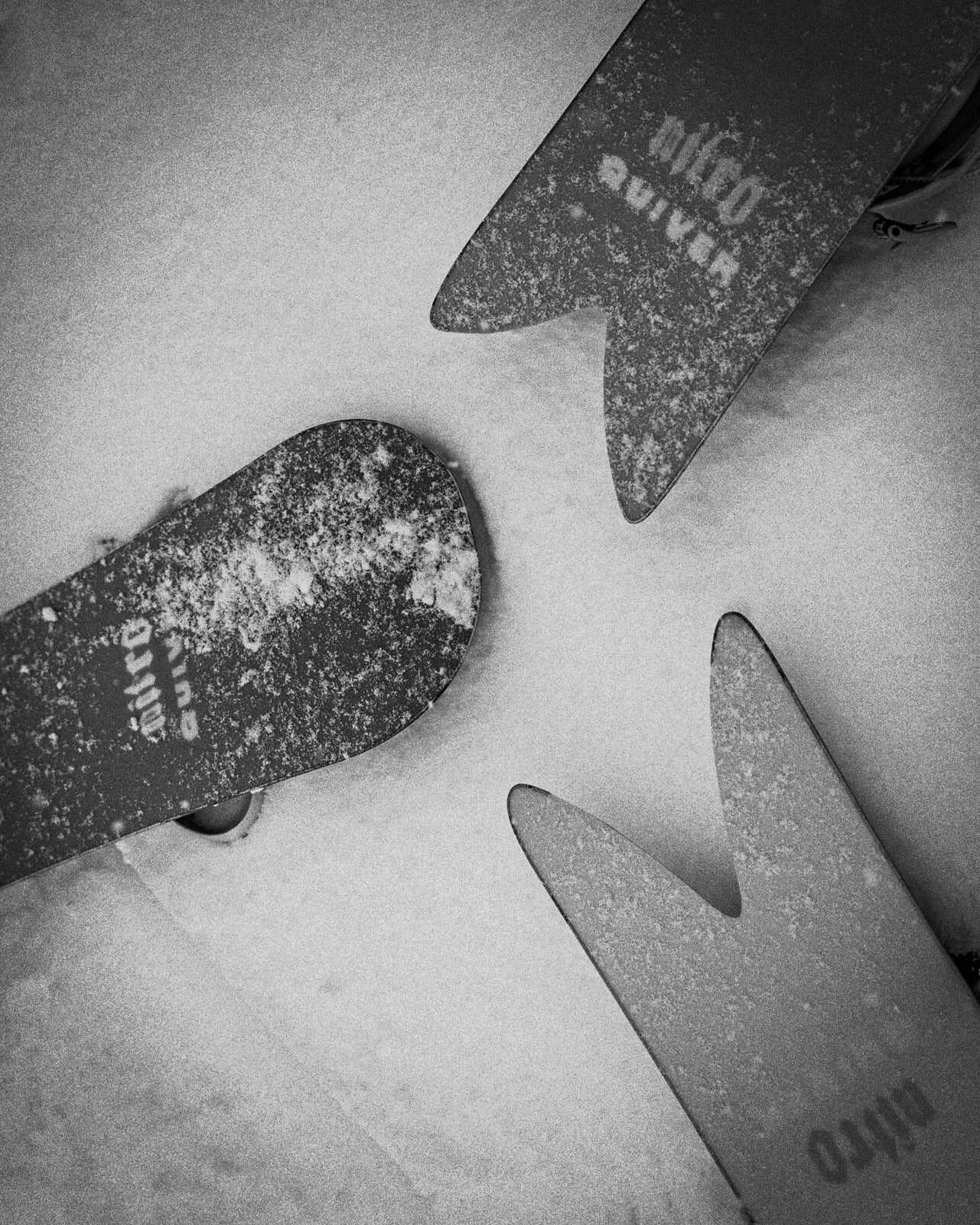 Tails of three 2027 Nitro Quiver Series Snowboards