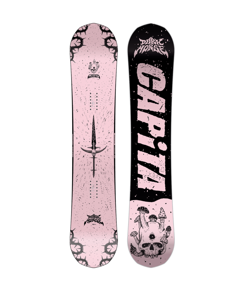 Capita Dark Horse snowboard for winter snowboarding, featuring a sleek design and durable construction for all-mountain riding.