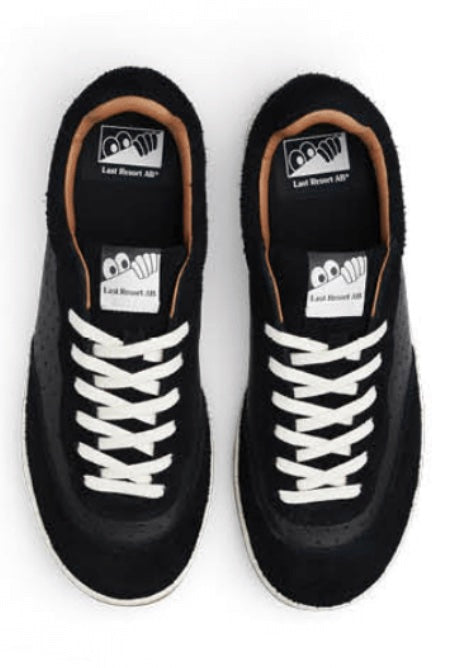 Last Resort CM001 Lo Perf Leather and Suede Shoe in Black and White - M I L O S P O R T