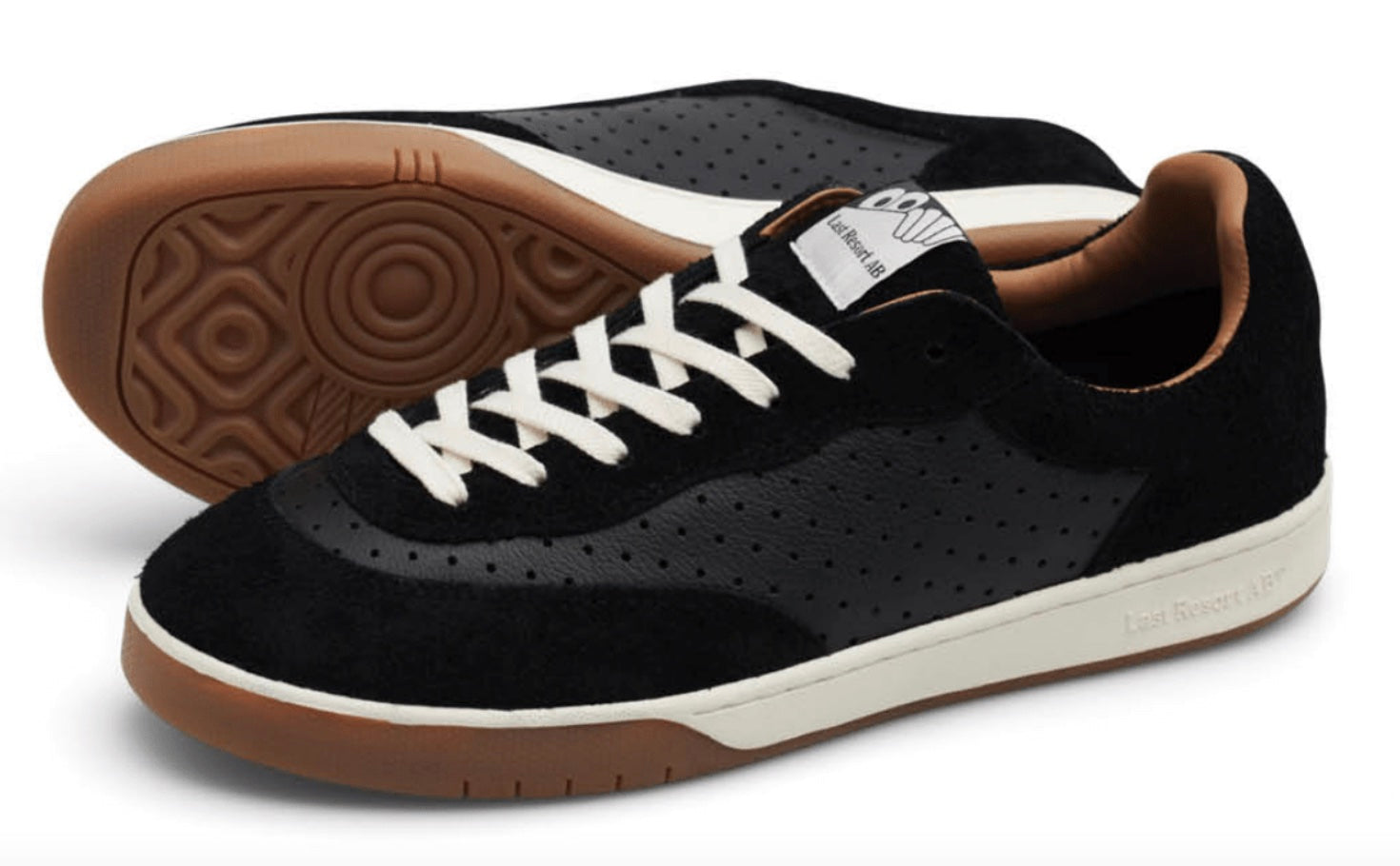 Last Resort CM001 Lo Perf Leather and Suede Shoe in Black and White - M I L O S P O R T