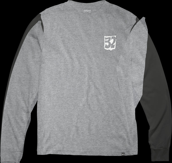 32 (Thirty Two) Bonecrusher Long Sleeve T Shirt in Grey and Heather 2024
