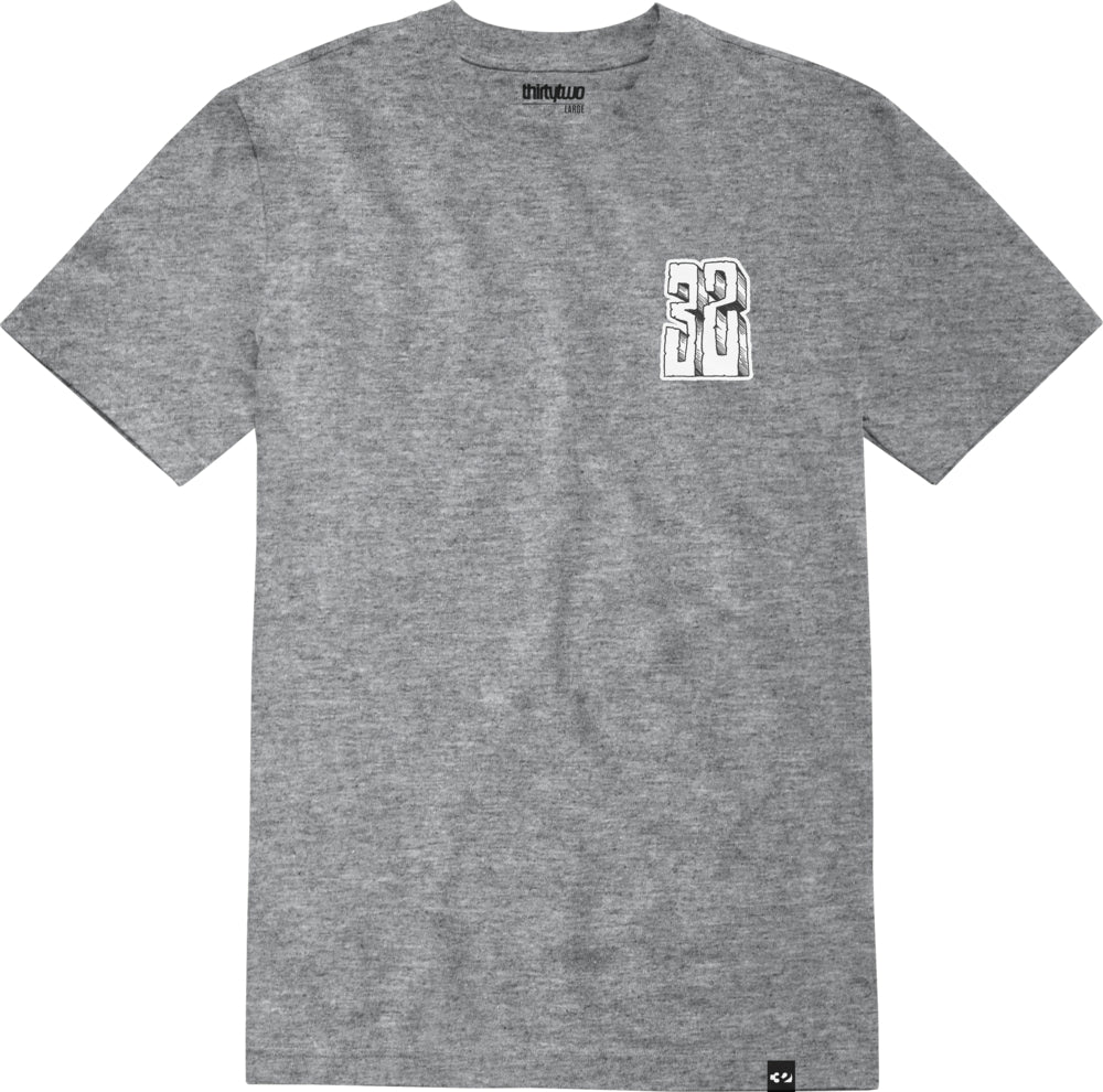 32 (Thirty Two) Bonecrusher Short Sleeve T Shirt in Grey and Heather 2024 - M I L O S P O R T