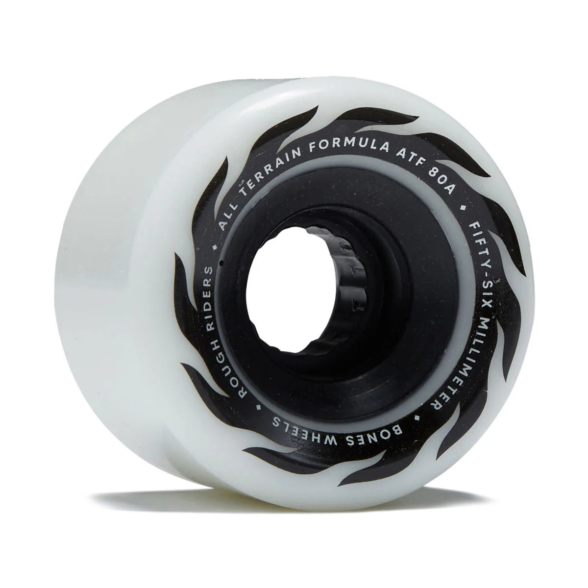 Bones Rough Riders Eternal Flame Skate Wheels in 80a All Terrain Formula White