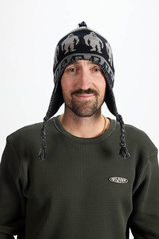 Airblaster Squatamama Beanie 2027, overview image showing the beanie in charcoal color way