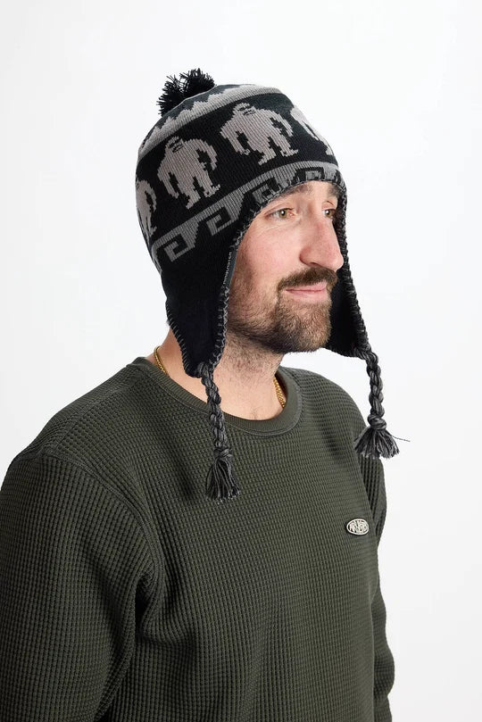 Airblaster Squatamama Beanie 2027, side image showing the beanie in charcoal color way