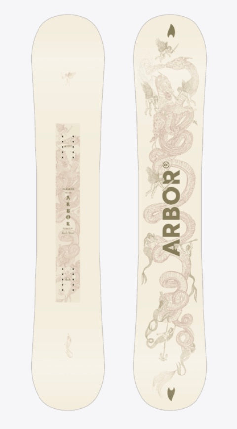 Arbor Cadence snowboard with a sleek design, ready for snowboarding in winter conditions, featuring durable construction and stylish graphics.