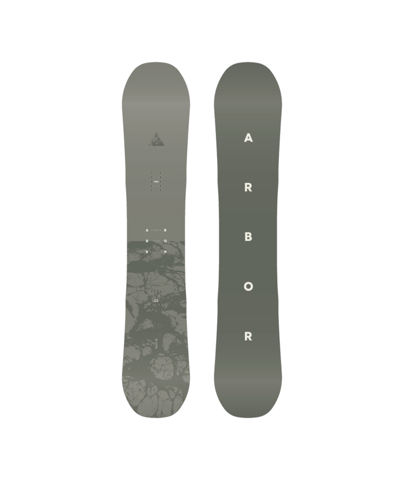 Arbor Formula Decon Snowboard 2027 with sleek design, featuring a white and black color scheme, ready for winter snowboarding adventures.