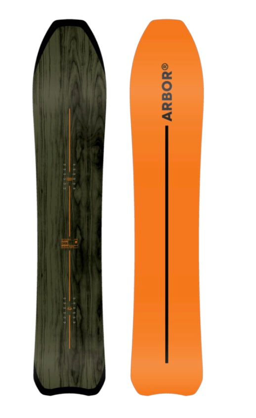 Arbor Padre snowboard for 2027, featuring a sleek design and snowboarding graphics on a durable snowboard deck.