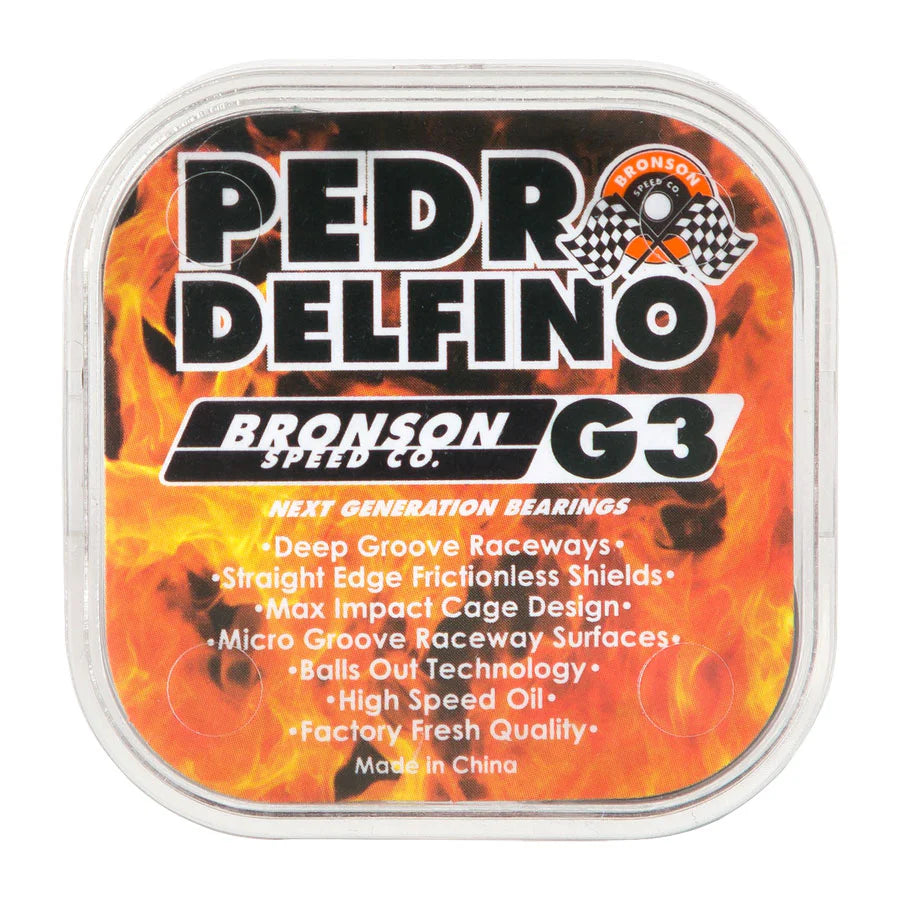 Bronson Speed Co Pedro Delfino Pro G3 Skateboard Bearing Package Milosport