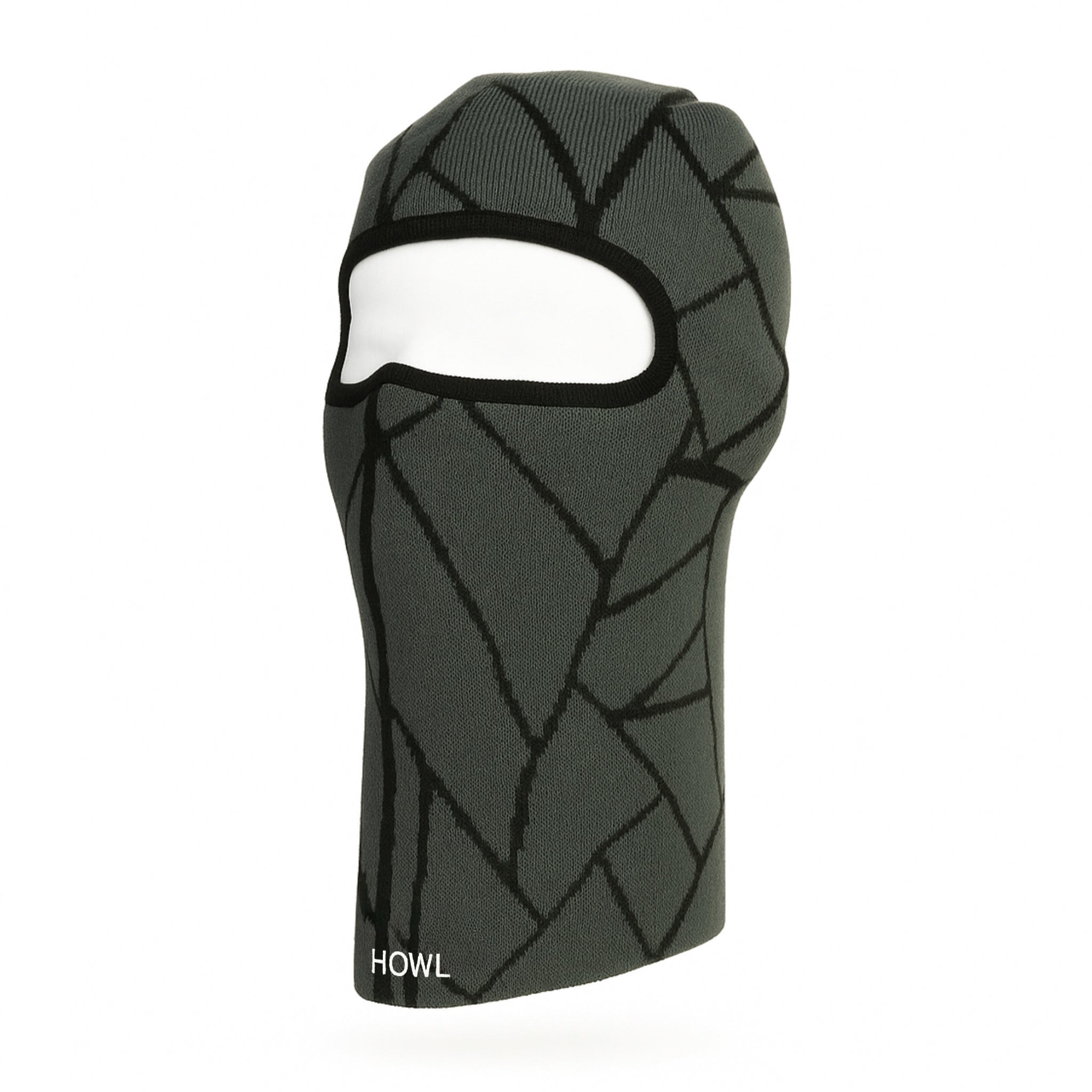Black Howl Arcade facemask for men and women, featuring a canopy design, stylish and comfortable face covering.