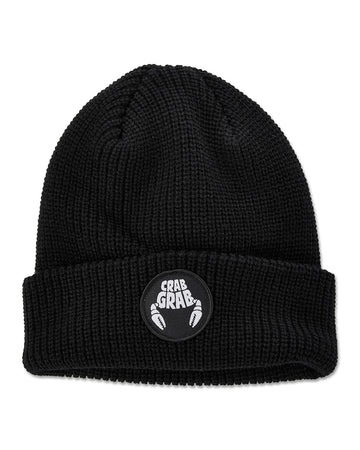 Crab Grab Circle Patch Beanie in Black 2024