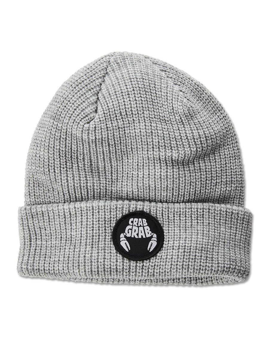 Crab Grab Circle Patch Beanie in Heather Grey 2024