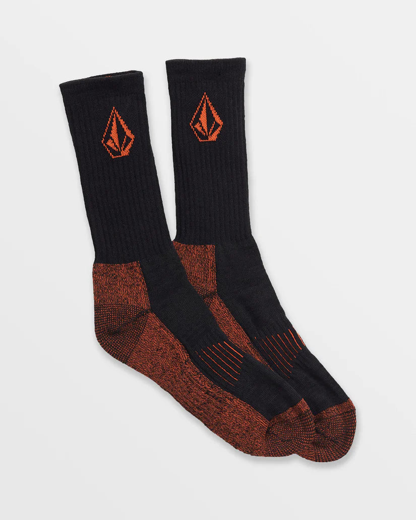 Volcom Workwear Sock 3 Pack in Black and Orange - M I L O S P O R T