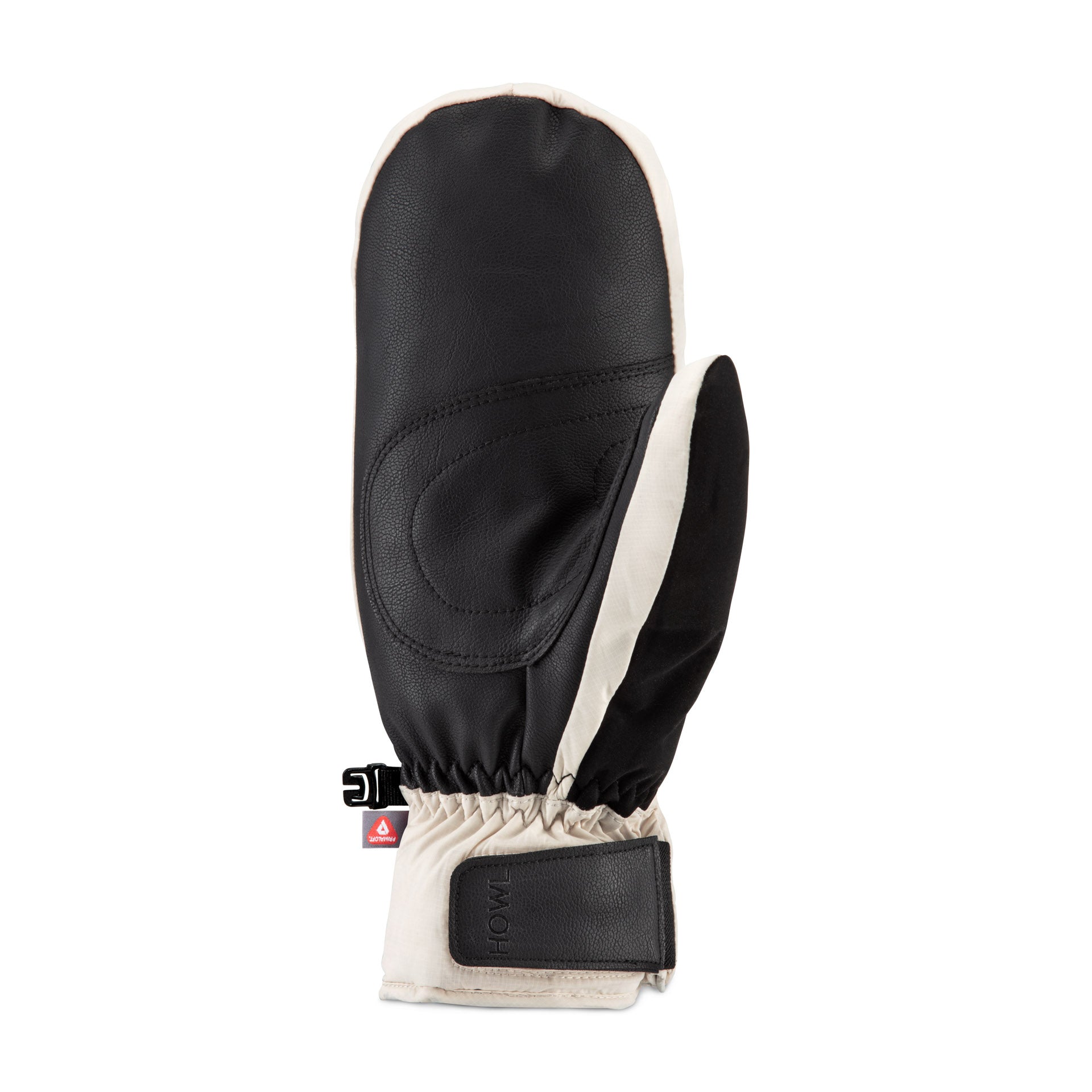 Howl Howl Down Gore-Tex Mitt in cream, showing the right back view, designed for men and women for outdoor warmth and waterproof protection.