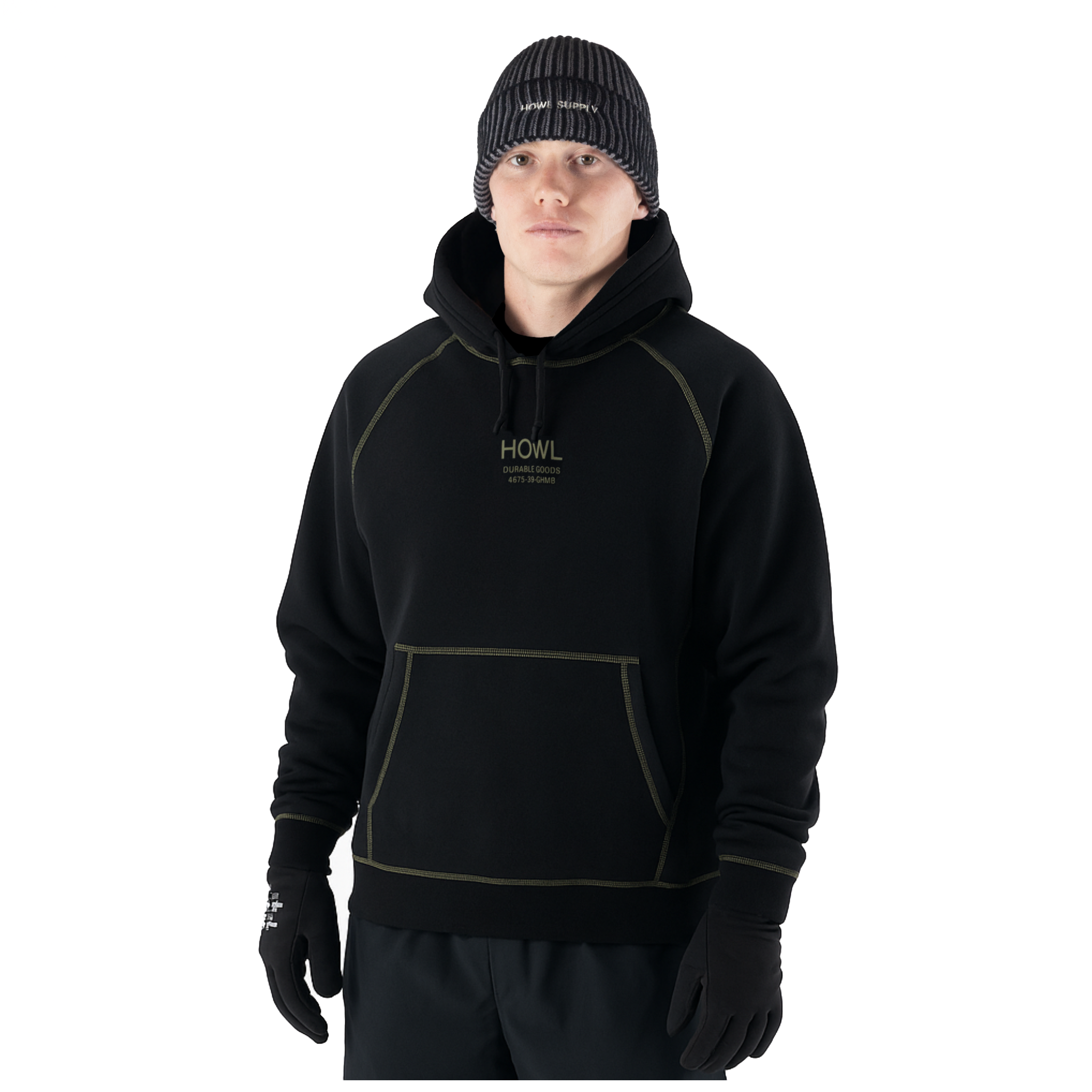 Black Howl Logo Hoody 2027 for men and women, featuring the Howl brand logo on the front.