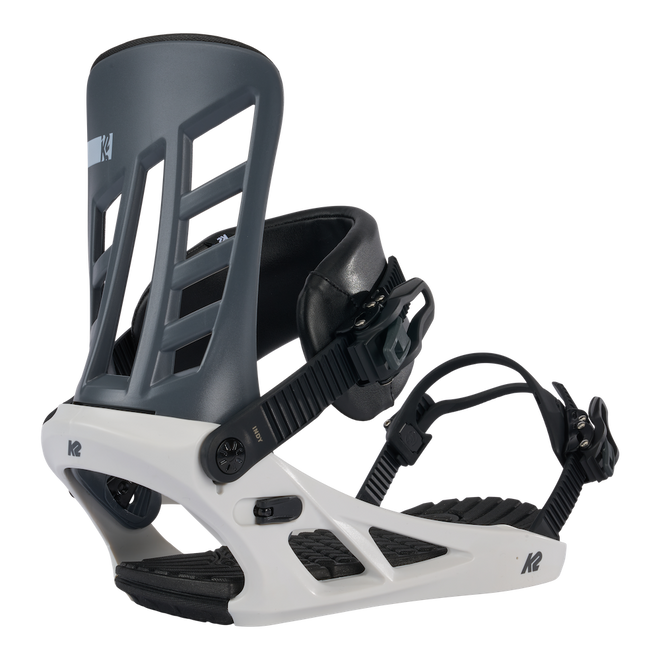 K2 Indy Snowboard Bindings in Grey and White 2024