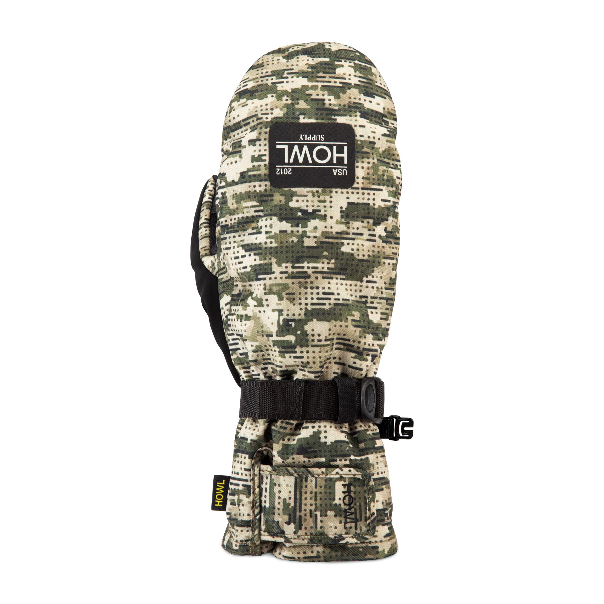 Howl Fairbanks Mitt 2027 in camouflage, designed for men and women, showing the right front view with leash attachment.