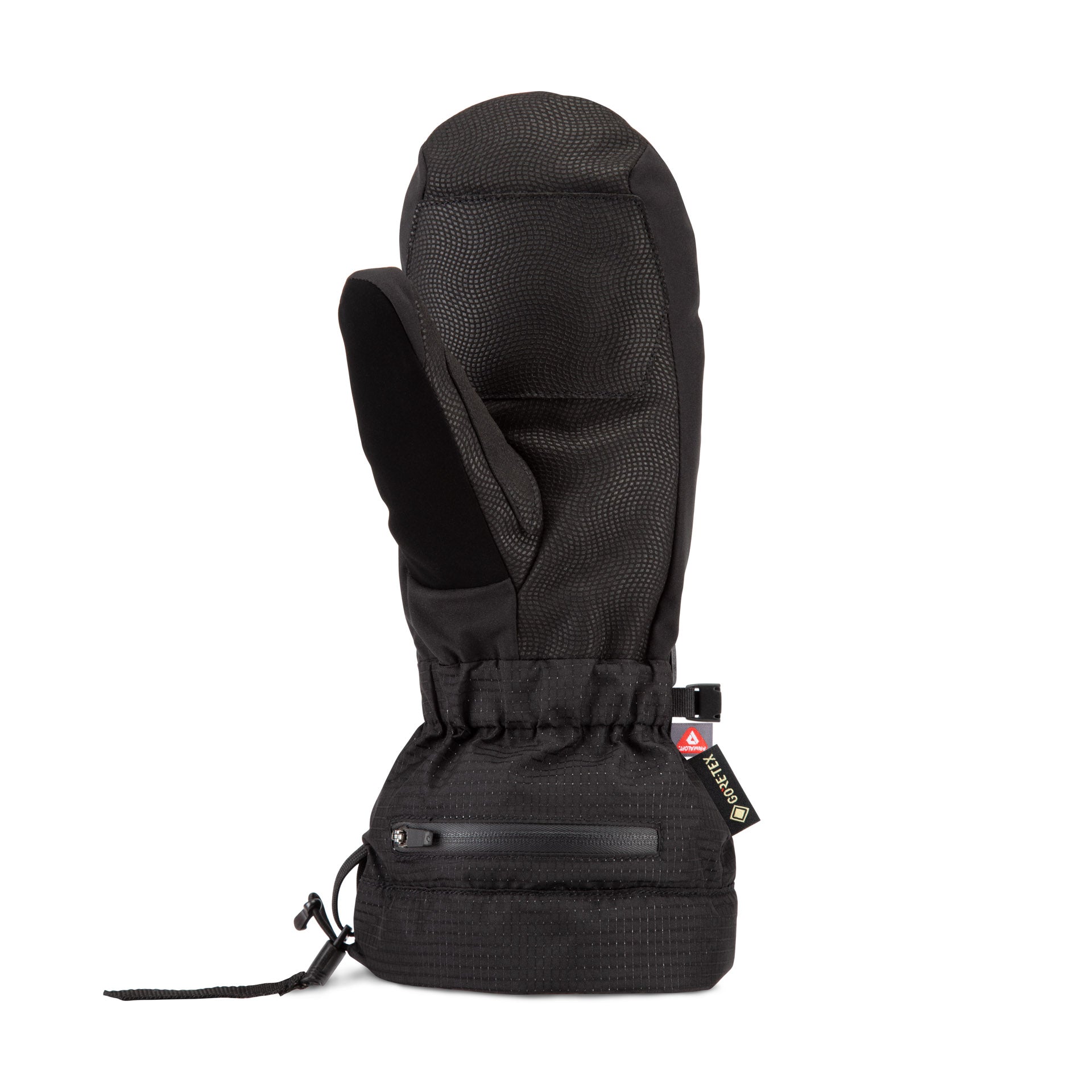 Black Howl Gore-Tex Fender mitt for men and women, showing the back of the waterproof, insulated winter glove.