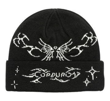 Corduroy Gothic Beanie in Black 2024