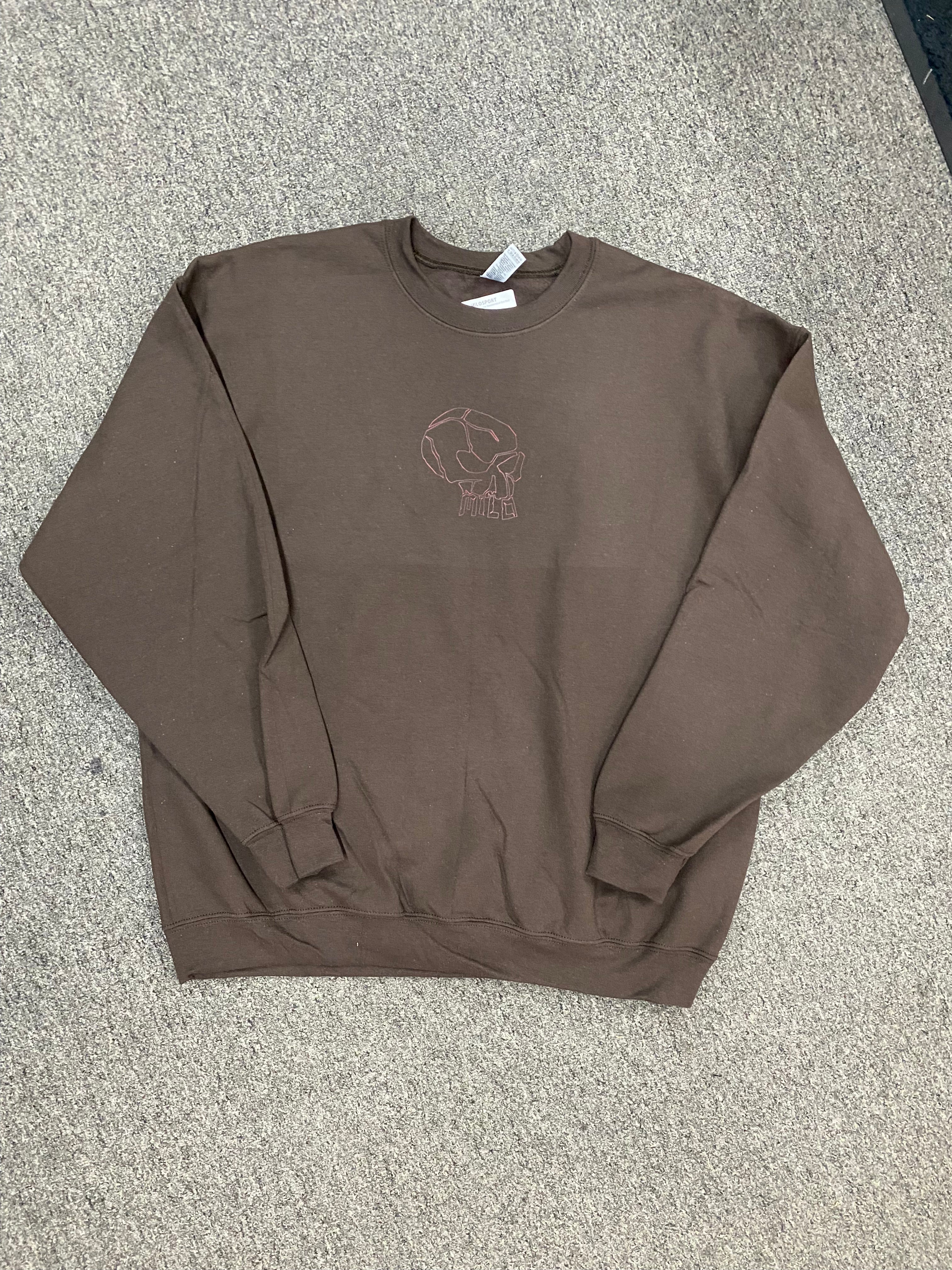 Milosport Mini Skull Crew Sweatshirt in Brown and Evil Red - M I L O S P O R T