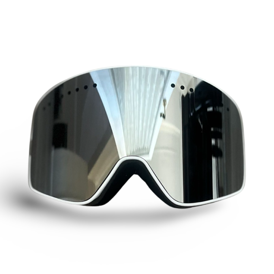 Milosport Team Magna Snow Goggle in White and Chrome with a Low Light Yellow Replacement Lens - M I L O S P O R T