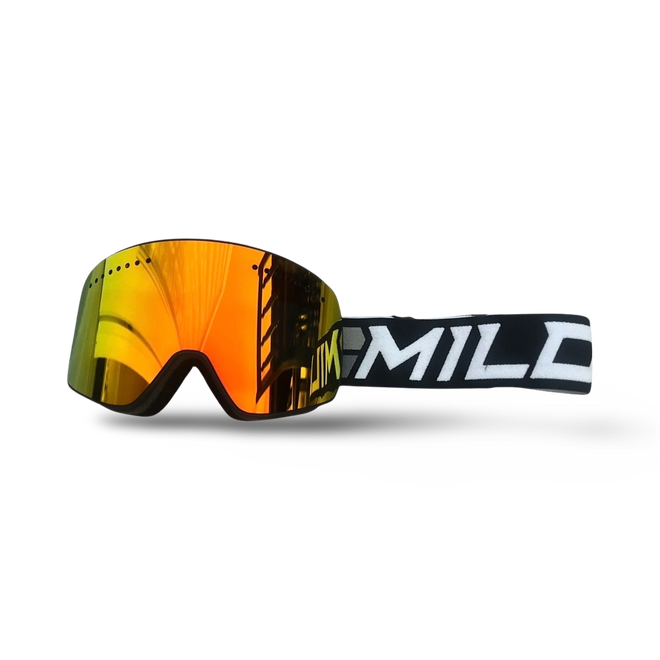 Milosport Team Magna Snow Goggle in Black and Fire Red with a Low Light Yellow Replacement Lens - M I L O S P O R T