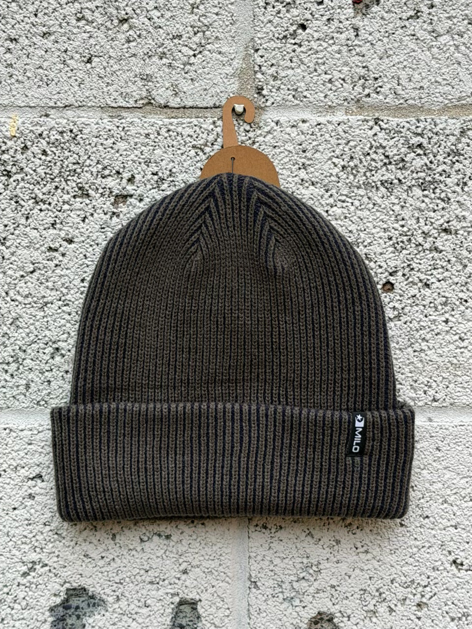 Milo x Autumn Stripe Beanie in Charcoal and Navy 2027