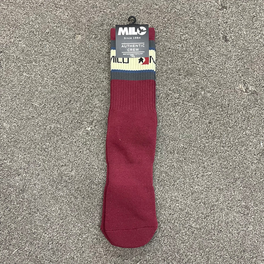 Milosport Team 3 Authentic Crew Socks in Maroon, Dark Grey, and Khaki