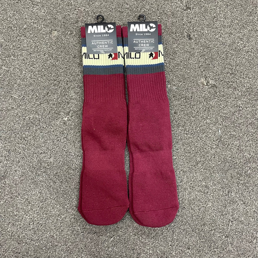 Milosport Team 3 Authentic Crew Socks in Maroon, Dark Grey, and Khaki