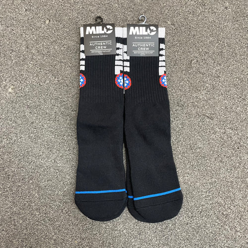 Milosport Snowflake Authentic Crew Socks in Black, White, Blue and Red - M I L O S P O R T