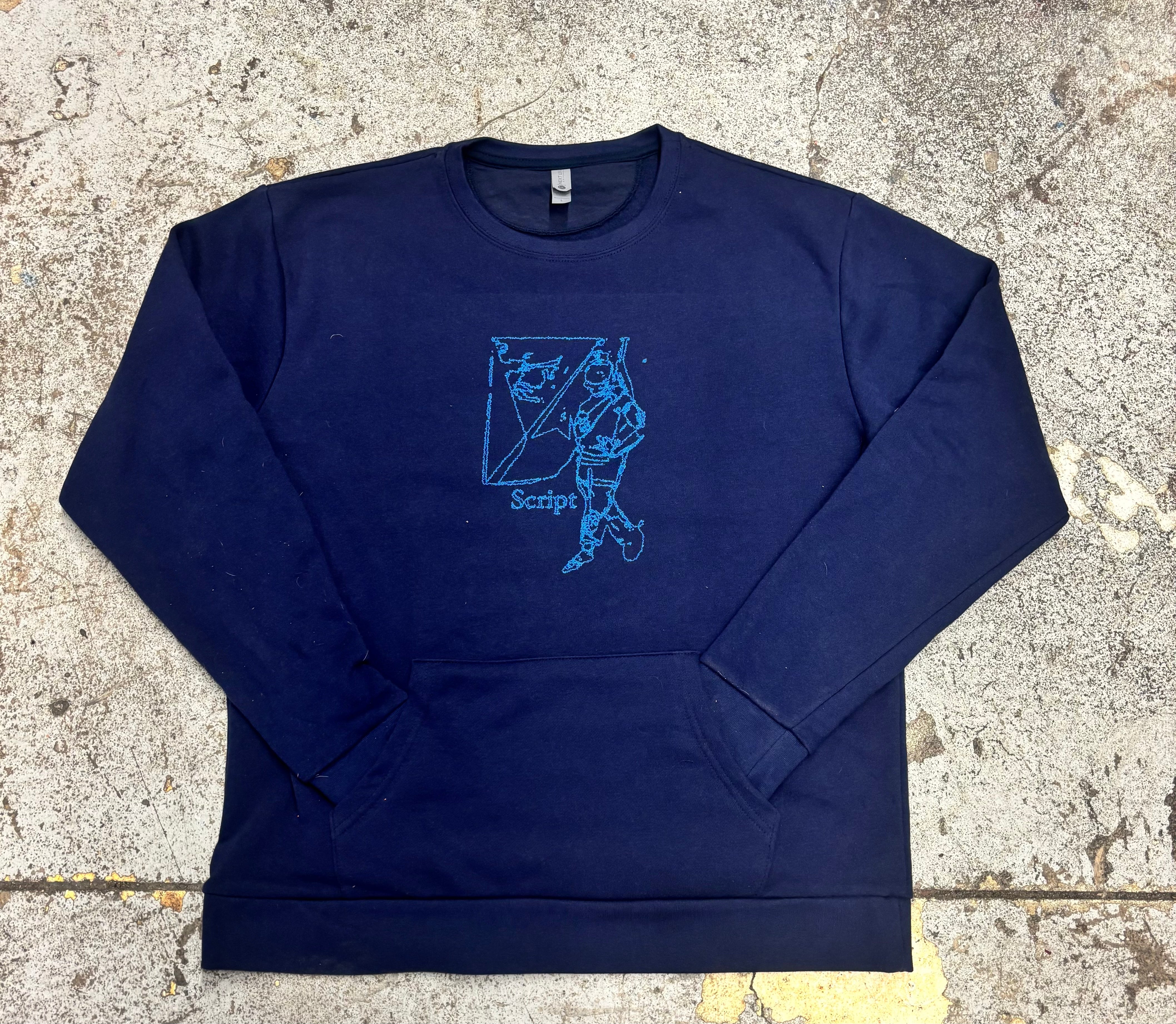 Script Pixel Crewneck Sweatshirt in Navy Blue - M I L O S P O R T