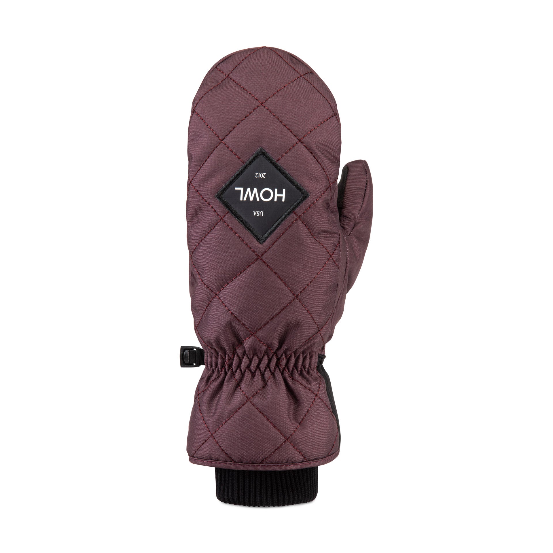 Howl quilted men's and women's plum-colored Howl Howl Quilted Mitt 2027, showing the front left side of the insulated glove.