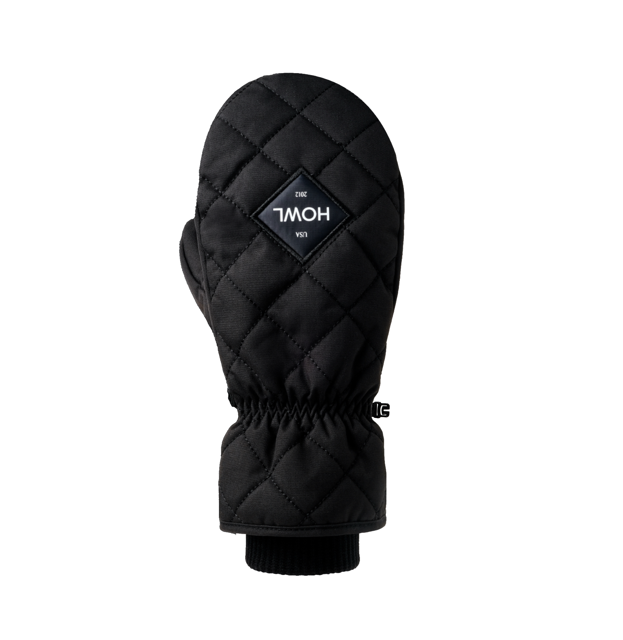 Black Howl Howl Quilted Mitt 2027, unisex winter glove with quilted design, shown from the front in the image.