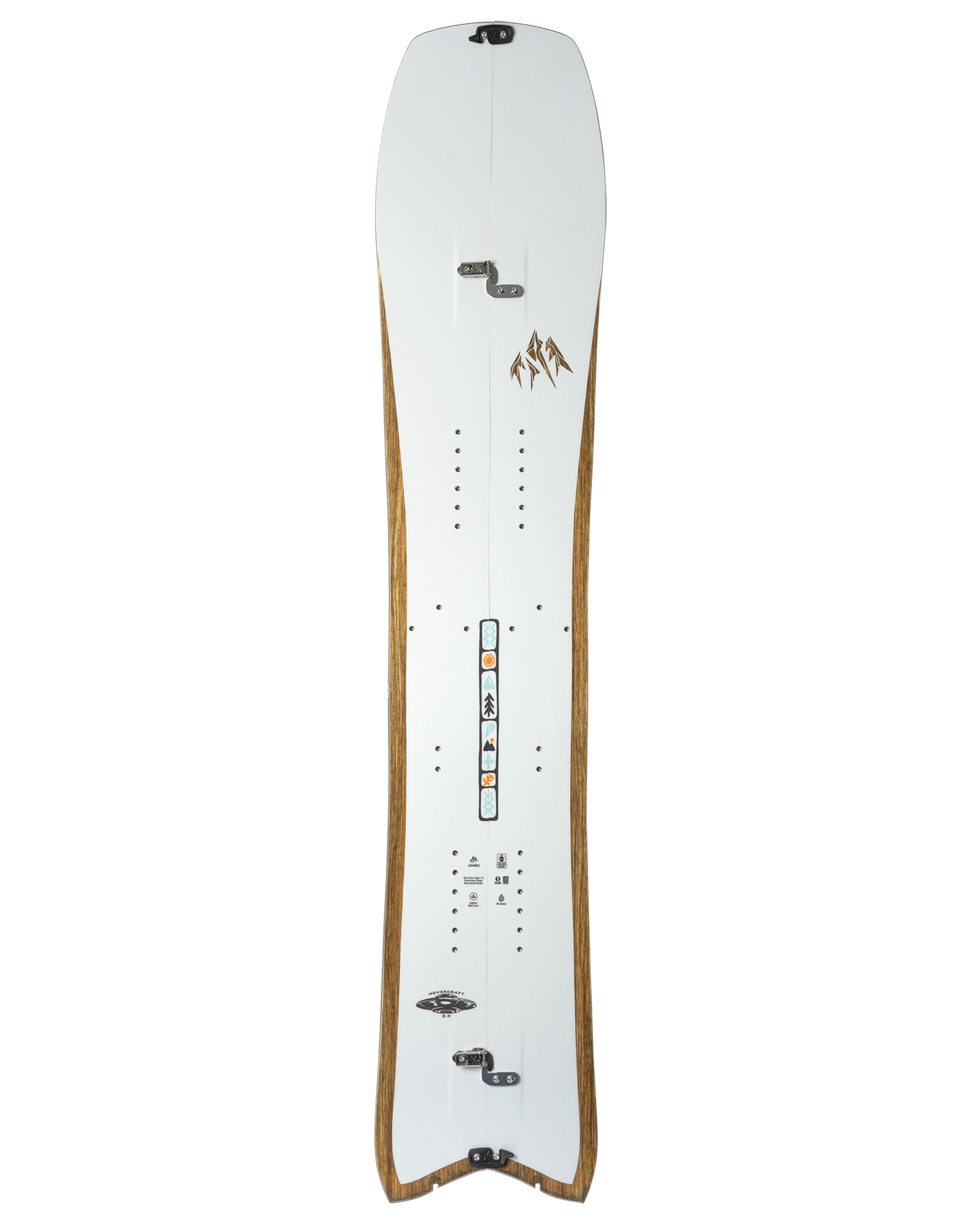 Jones Hovercraft 2 Splitboard 2027 snowboard with splitboard design, featuring a sleek Jones brand finish and versatile snowboarding features.