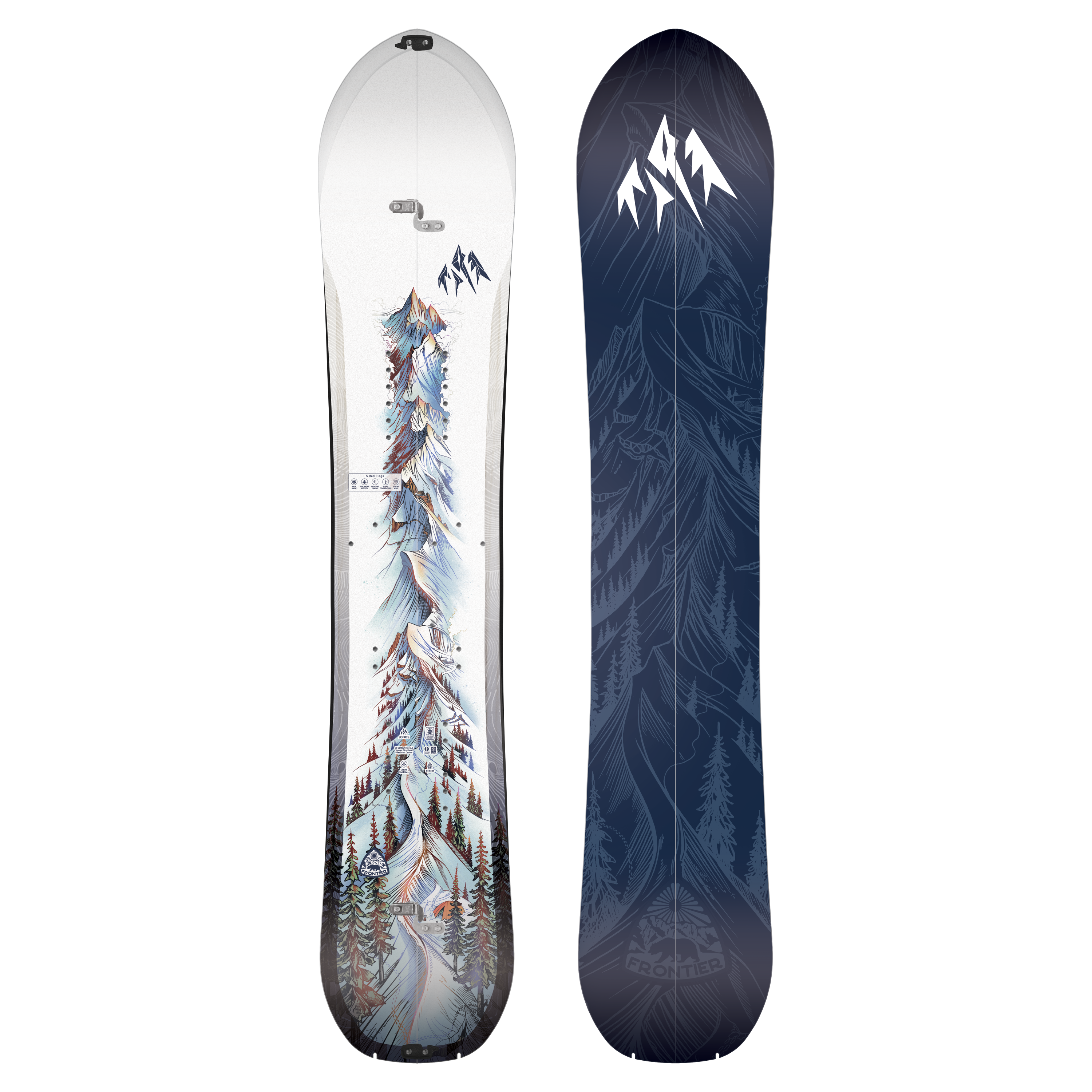 Jones Men's Frontier 2 Splitboard for snowboarding, featuring a sleek design and durable construction for winter snow adventures.