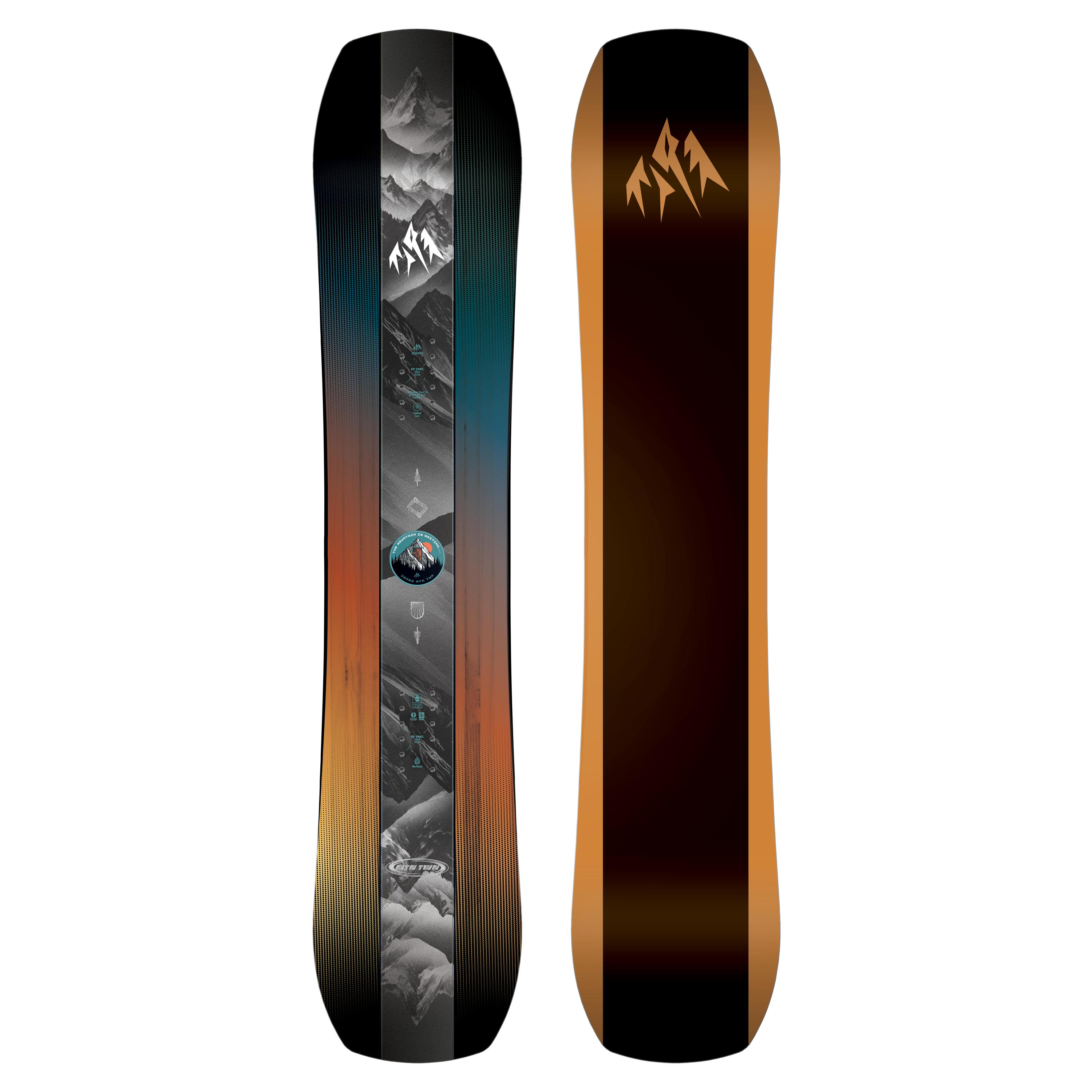 Jones Mountain Twin Junior snowboard for kids, featuring a durable design and twin shape, ideal for young snowboarders on snow.