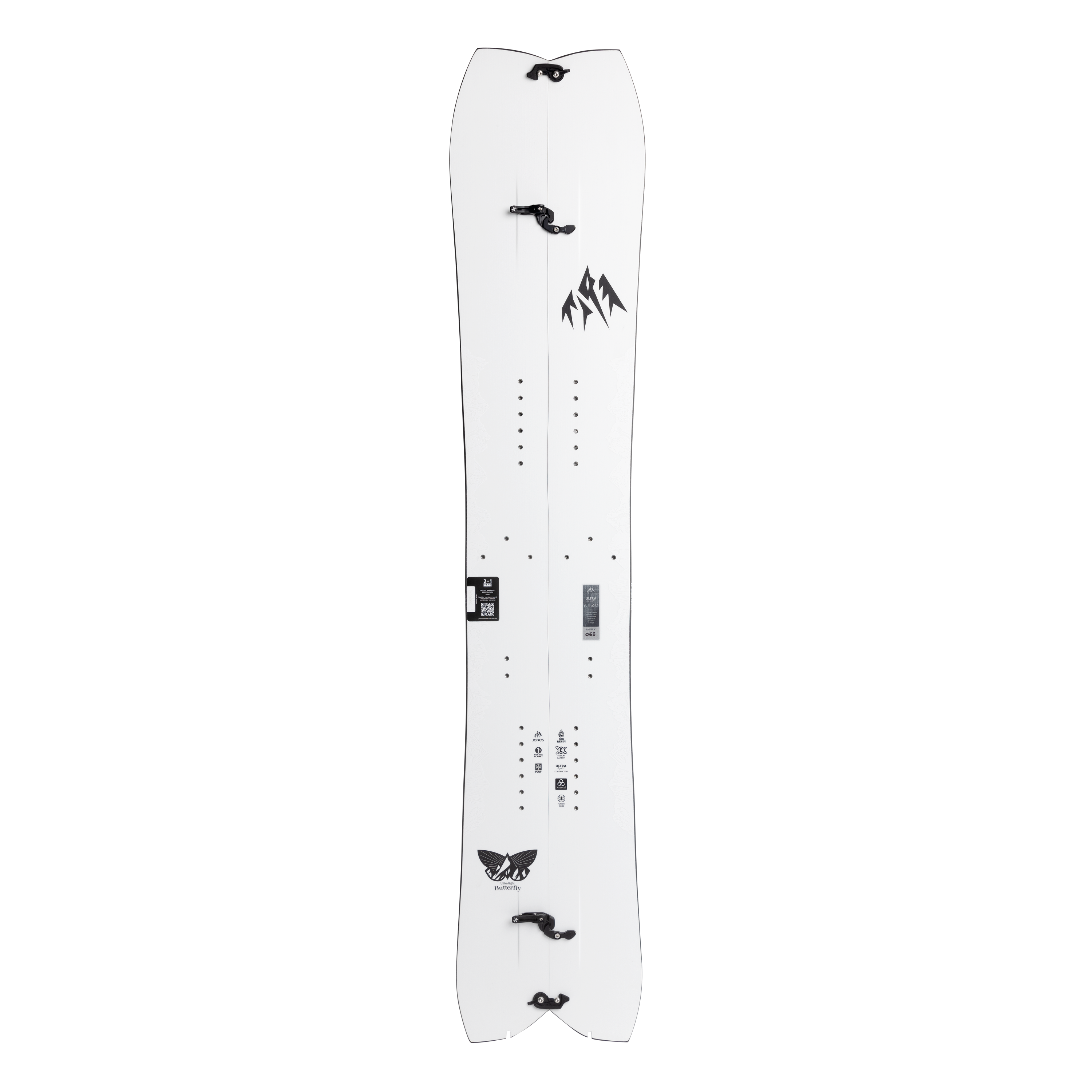 Jones Ultralight Butterfly Splitboard for snowboarding, showcasing its lightweight design and splitboard features.