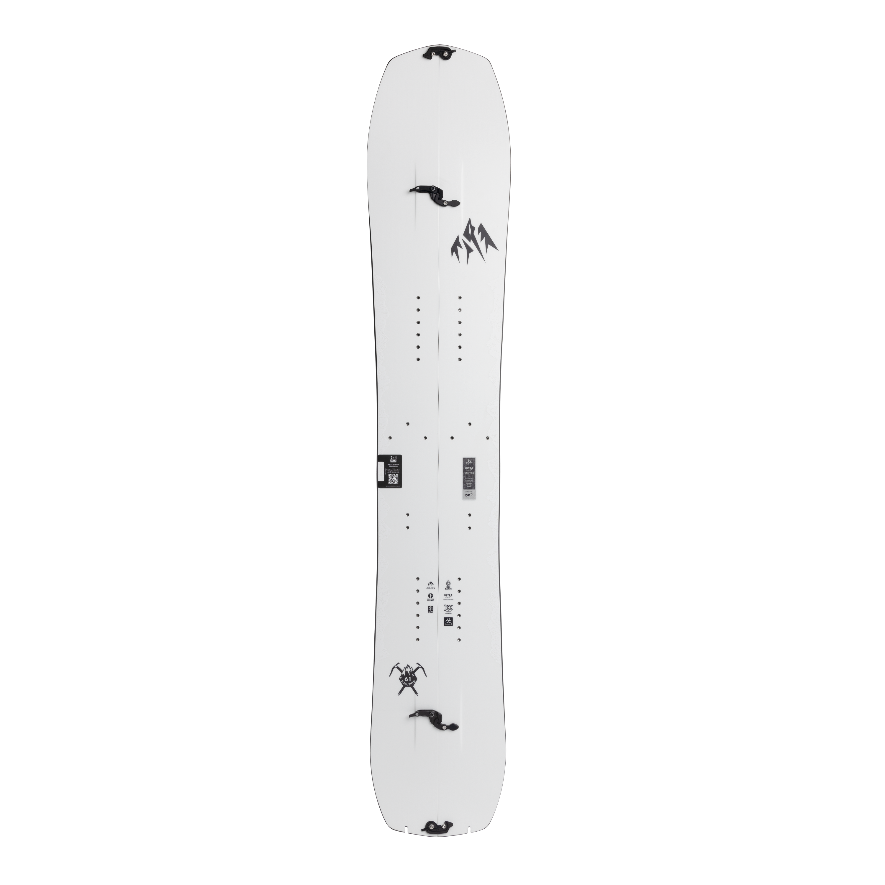 Jones Ultralight Solution splitboard for snowboarding, featuring lightweight design and durable construction for backcountry riding.