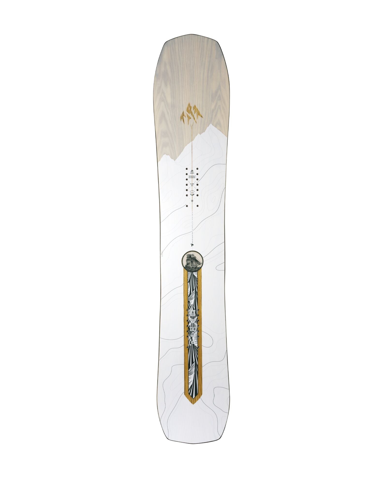 Jones Women's Flagship Snowboard 2027, sleek snowboard with detailed graphics, ready for winter snowboarding adventures.