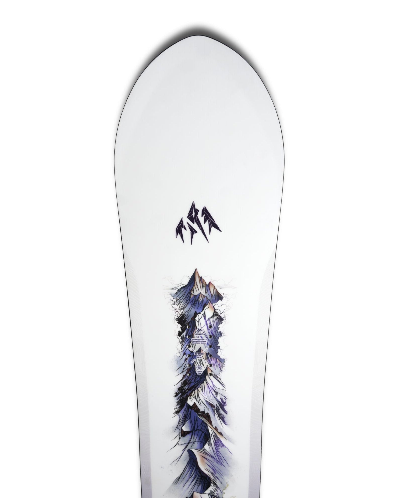 Jones Women's Dream Weaver 2 snowboard for women, featuring a sleek design, shown with the tip pointing upward.
