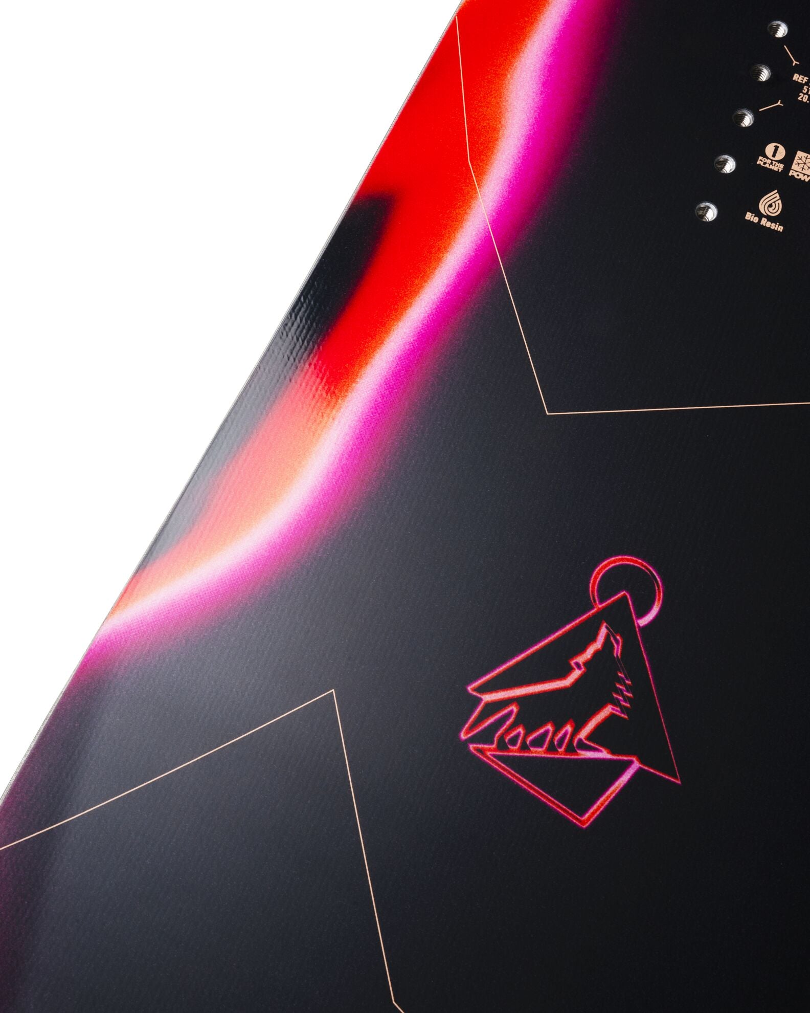 Close-up of the Jones Women's Howler Snowboard 2027, showcasing the snowboard's design and surface details.