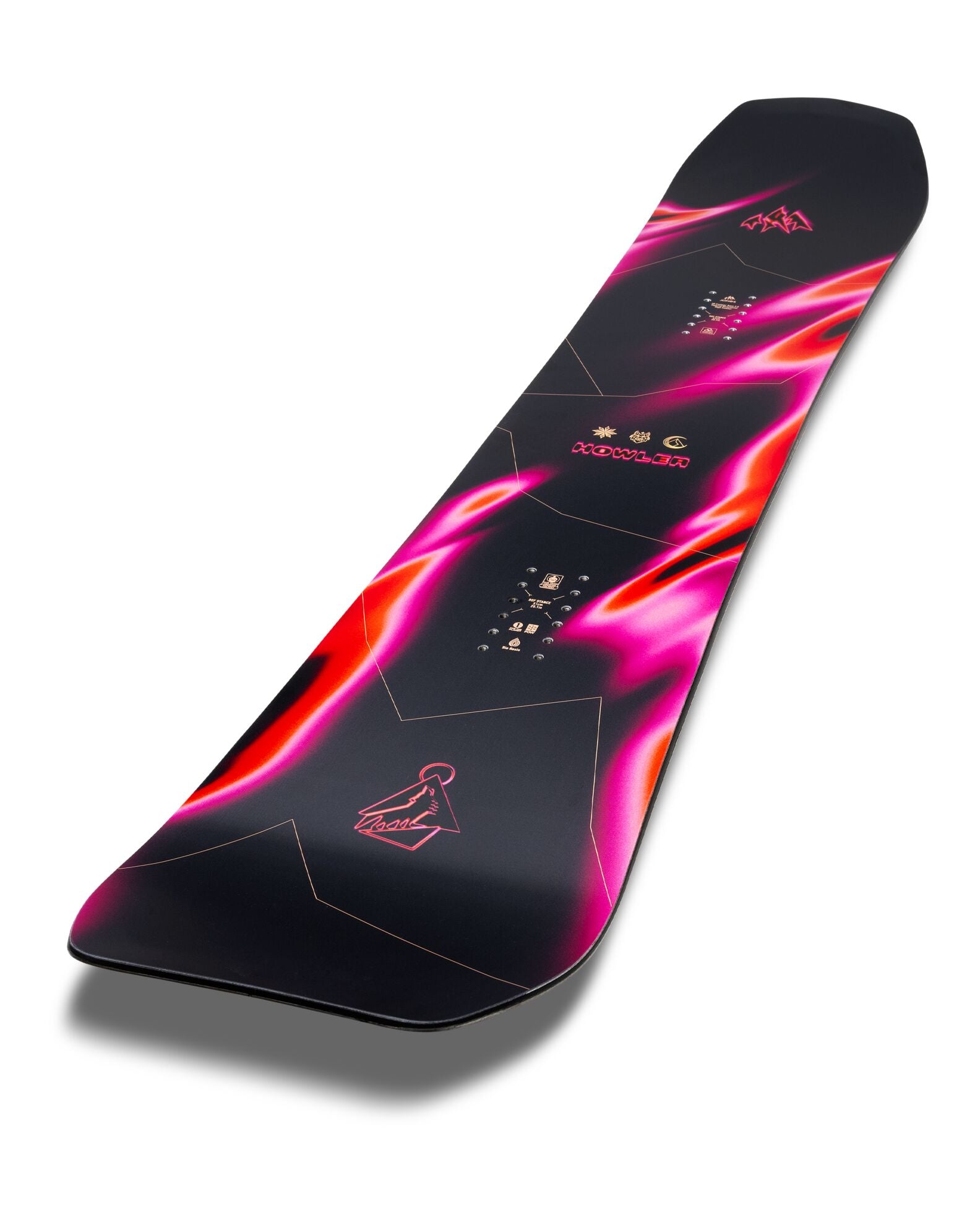 Jones Women's Howler Snowboard 2027, top view showing the full length and design of this snowboarding gear.