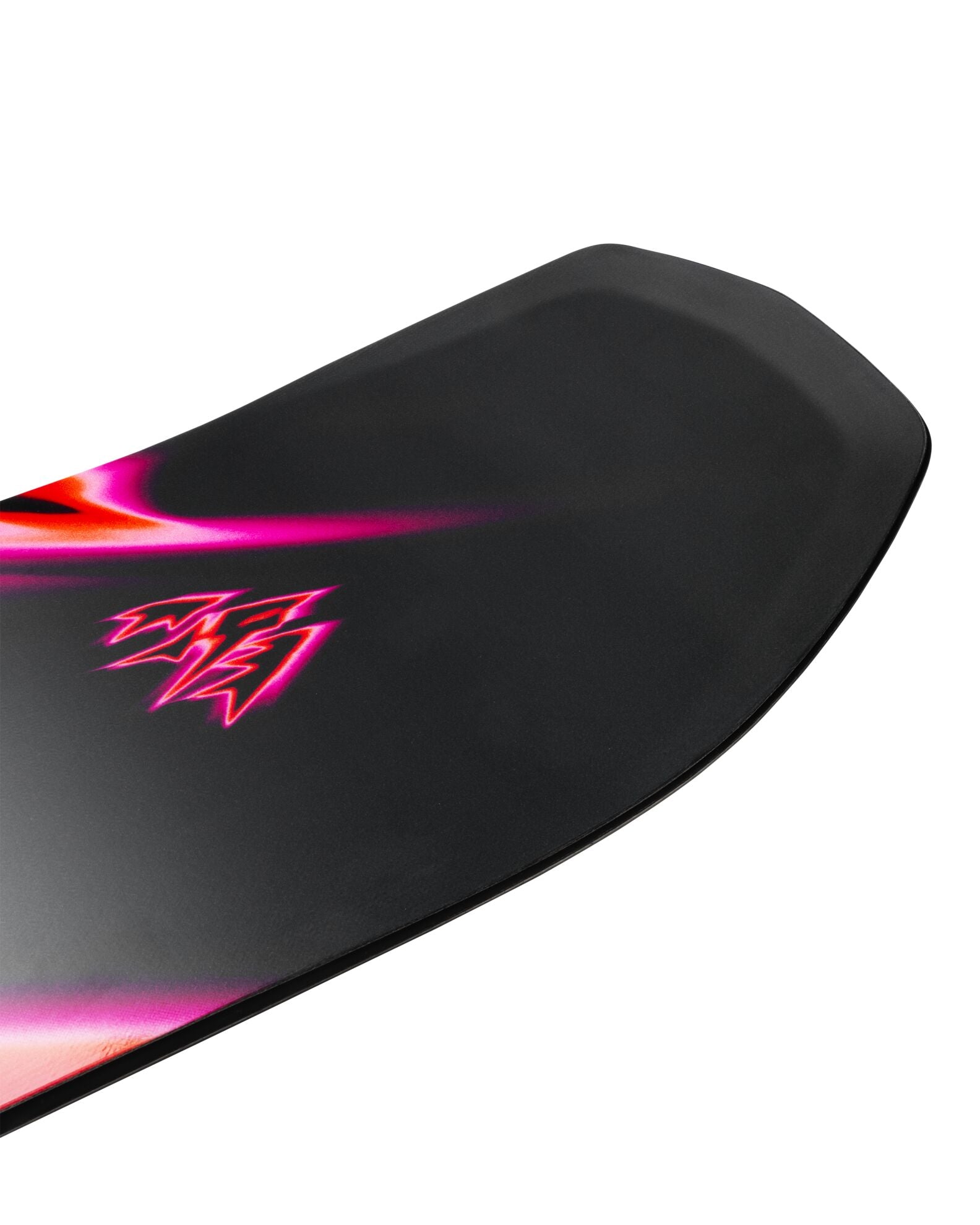 Jones Women's Howler snowboard for 2027, showing the snowboard's tail with a vibrant design and durable construction.