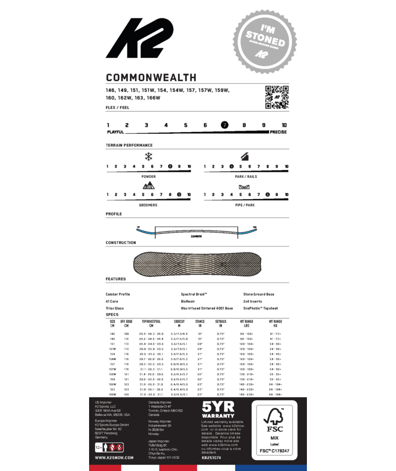 K2 Commonwealth Snowboard 2026 - M I L O S P O R T